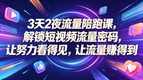 3天2夜流量陪跑课，解锁短视频流量密码，让努力看得见，让流量賺得到_乐帮资源库