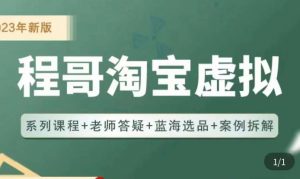 程哥·2023淘宝蓝海虚拟电商，虚拟产品实操运营，蓝海选品+案例拆解_乐帮资源库