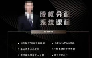 韩老师聊美业-美业股权分配系统课程，如何制定约束股东规则+老板占100%的股份+单店老板占小股份等_乐帮资源库