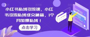 小红书私域引流课,小红书引流私域成交秘籍,1个月加爆私域!_乐帮资源库