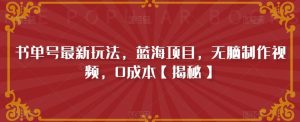 书单号最新玩法，蓝海项目，无脑制作视频，0成本【揭秘】_乐帮资源库