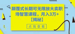 颠覆式长期可无限放大卖职场智慧课程，月入3万+【揭秘】_乐帮资源库