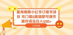 蓝海刚需小红书订婚书项目，无门槛0基础即可操作操作得当日入500+【揭秘】_乐帮资源库