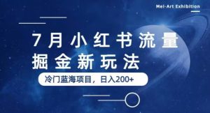 7月小红书流量掘金最新玩法，冷门蓝海小项目，日入200+【揭秘】_乐帮资源库