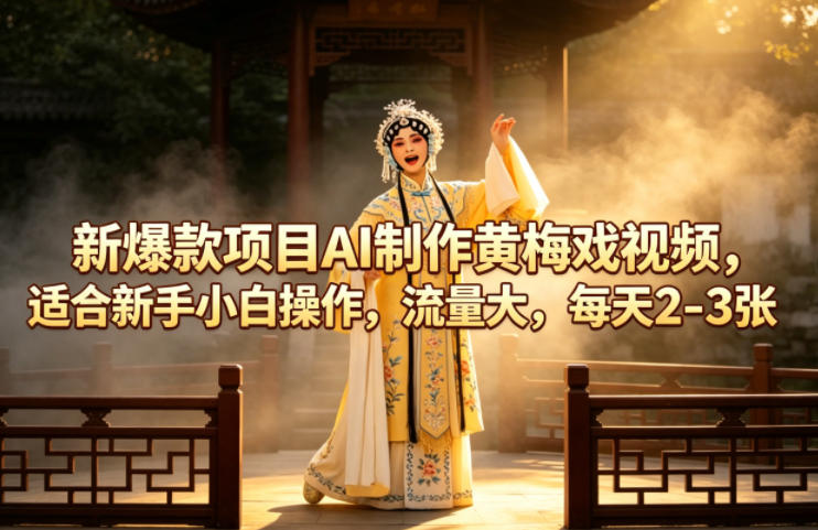 新爆款项目AI制作黄梅戏视频,适合新手小白操作,流量大,每天2_乐帮资源库